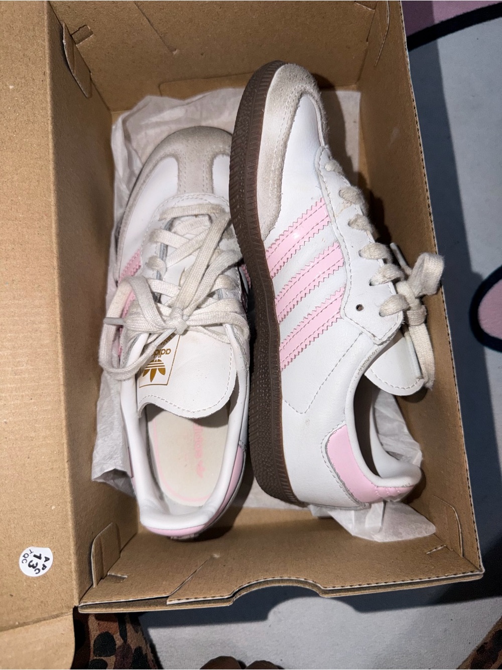 adidas Kids White & Pink Low-Top Sneakers